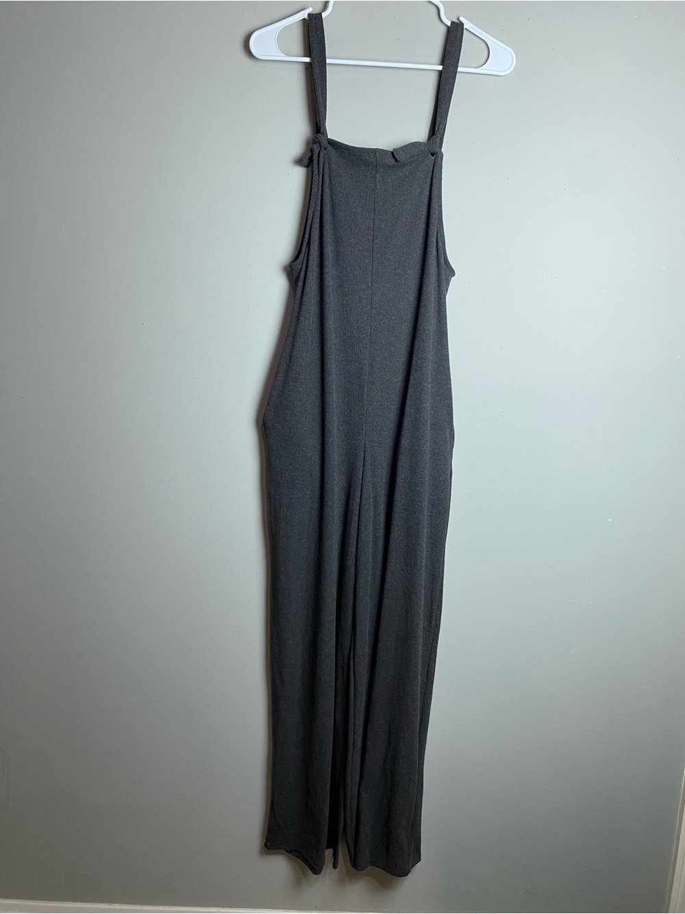 Sleek Grey Wide-Leg Strap Jumpsuit